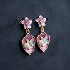 Purple Floral Earrings GWE -180