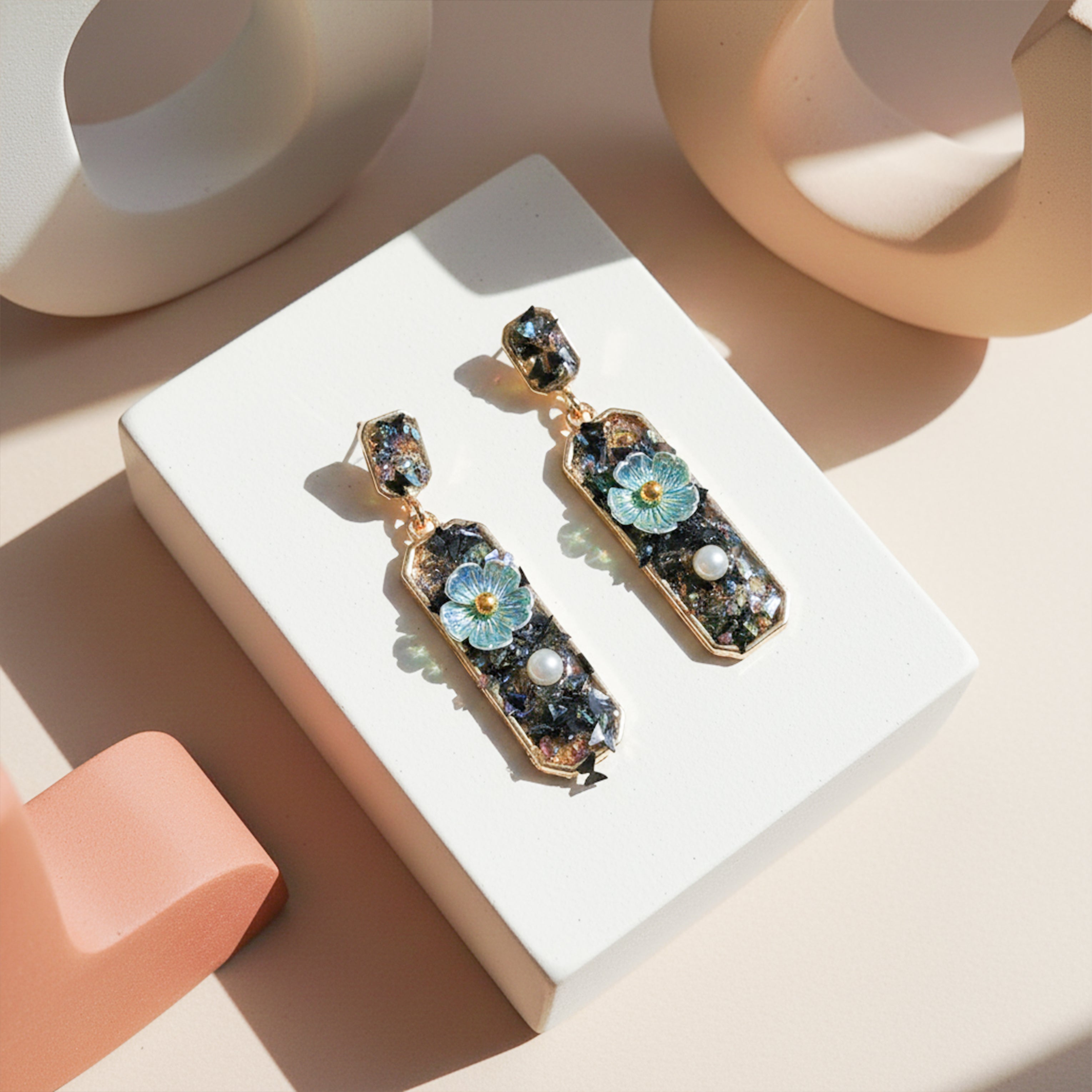 Iris Bloom Pearl Drop Earrings GWE -243