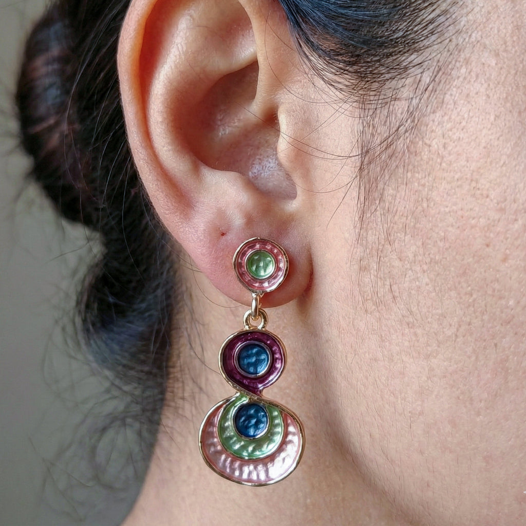 Enamel Circle Earrings GWE -199