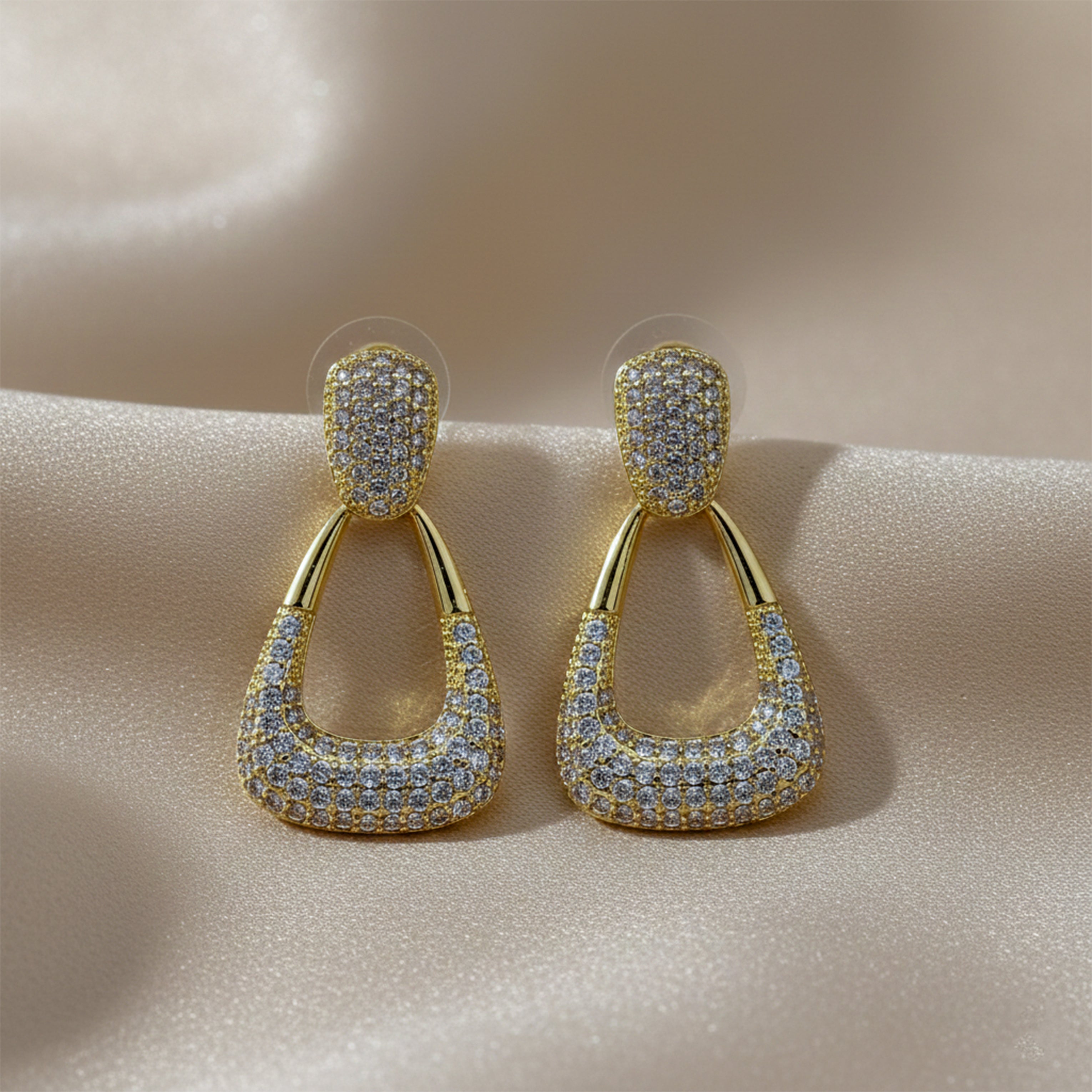 Gold Tone Crystal Earrings GWE -135