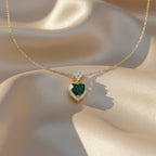 Emerald Heart Drop Pendant Necklace GWN -163
