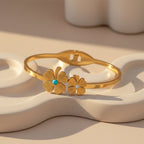 Golden Dual Floral Charm Bracelet GWK -24