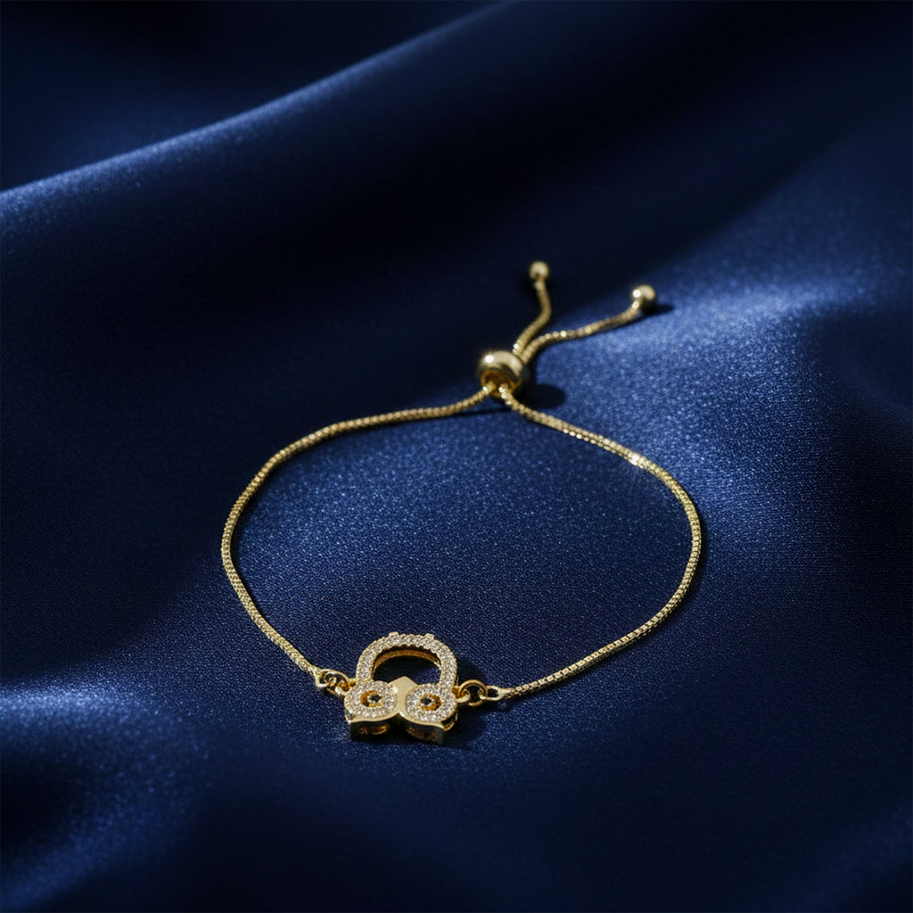Gold CZ Owl Adjustable Bracelet GWB -164