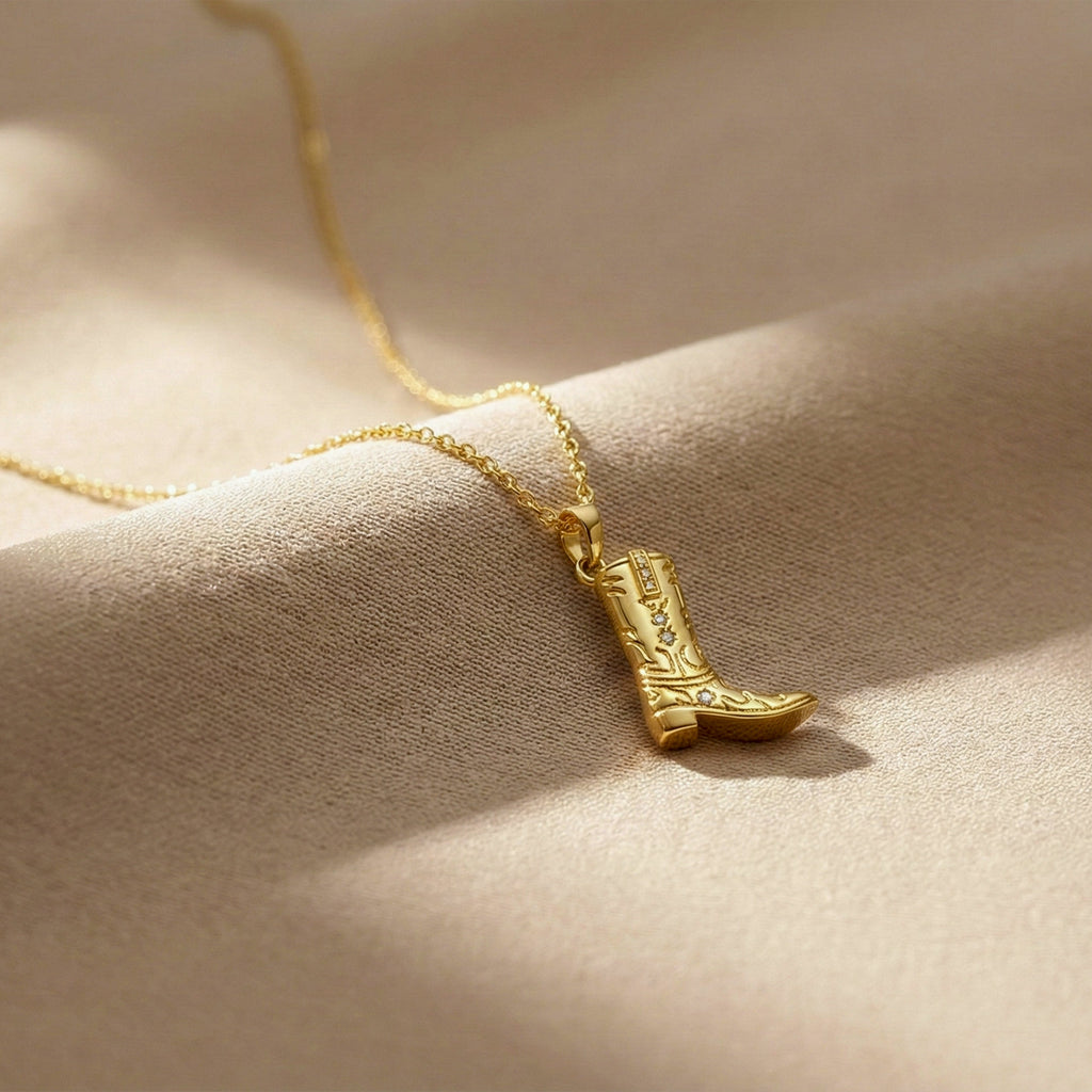 Gold Cowboy Boot Charm Women Necklace GWN -156