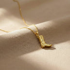 Gold Cowboy Boot Charm Women Necklace GWN -156