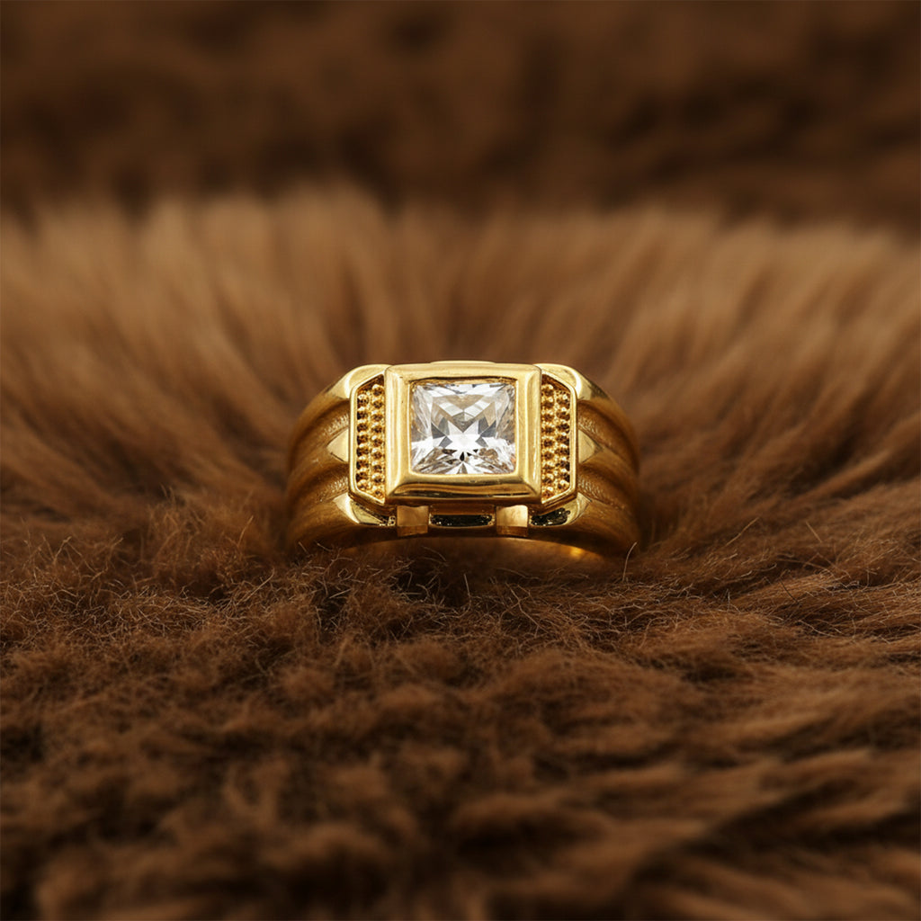 Men’s Gold-Tone Clear Stone Ring GMR -23