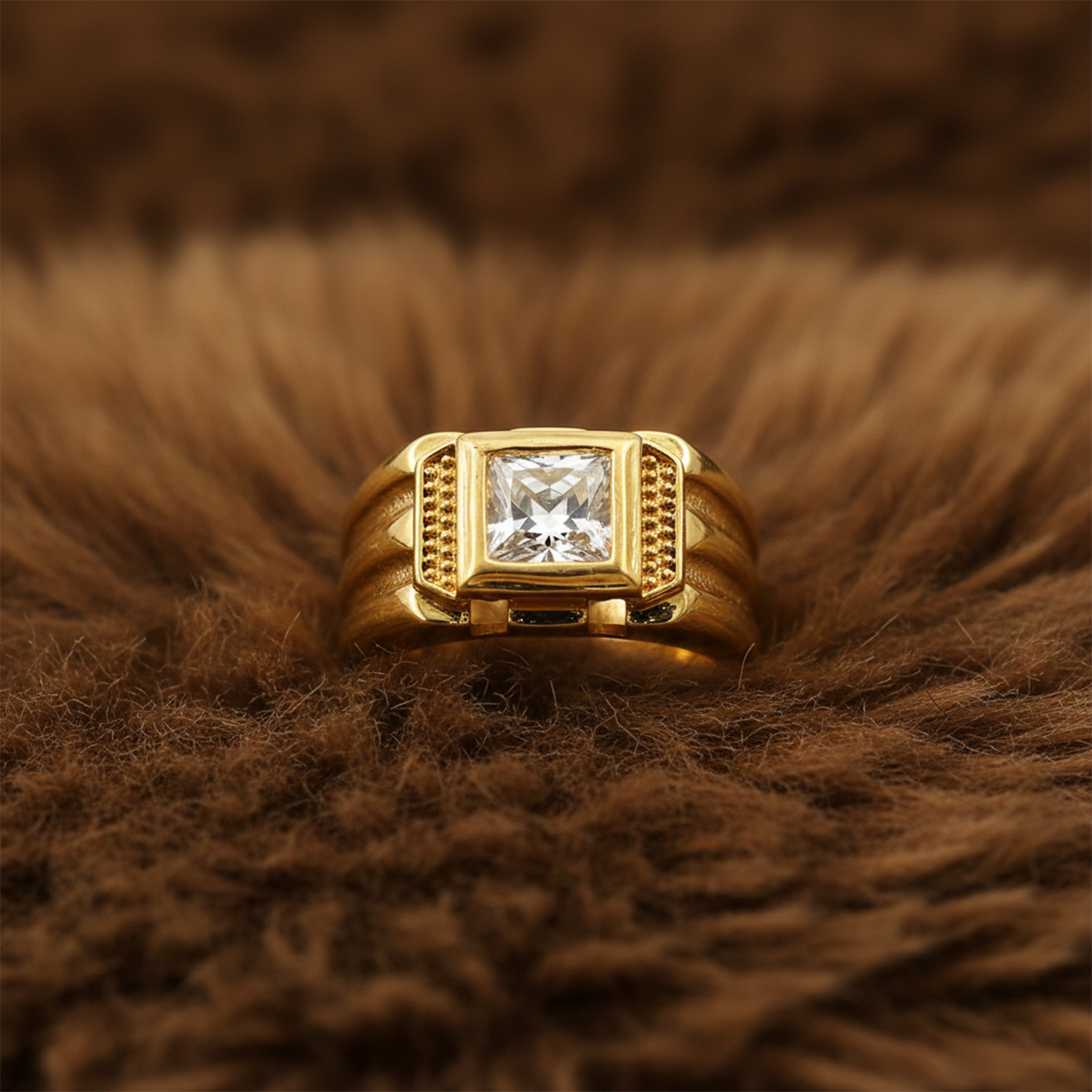 Men’s Gold-Tone Clear Stone Ring GMR -23