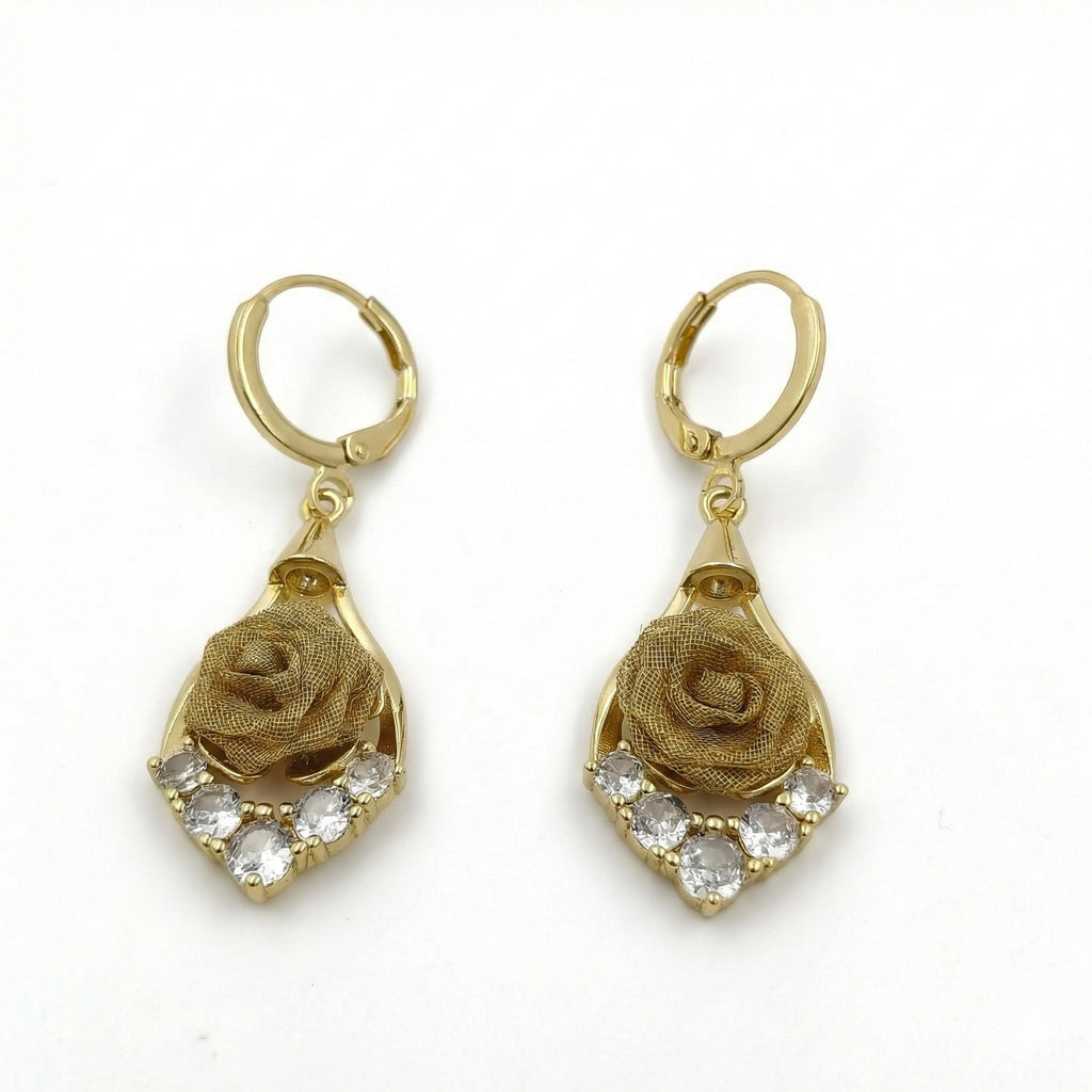 Gold Rose Drop Earrings GWE -141