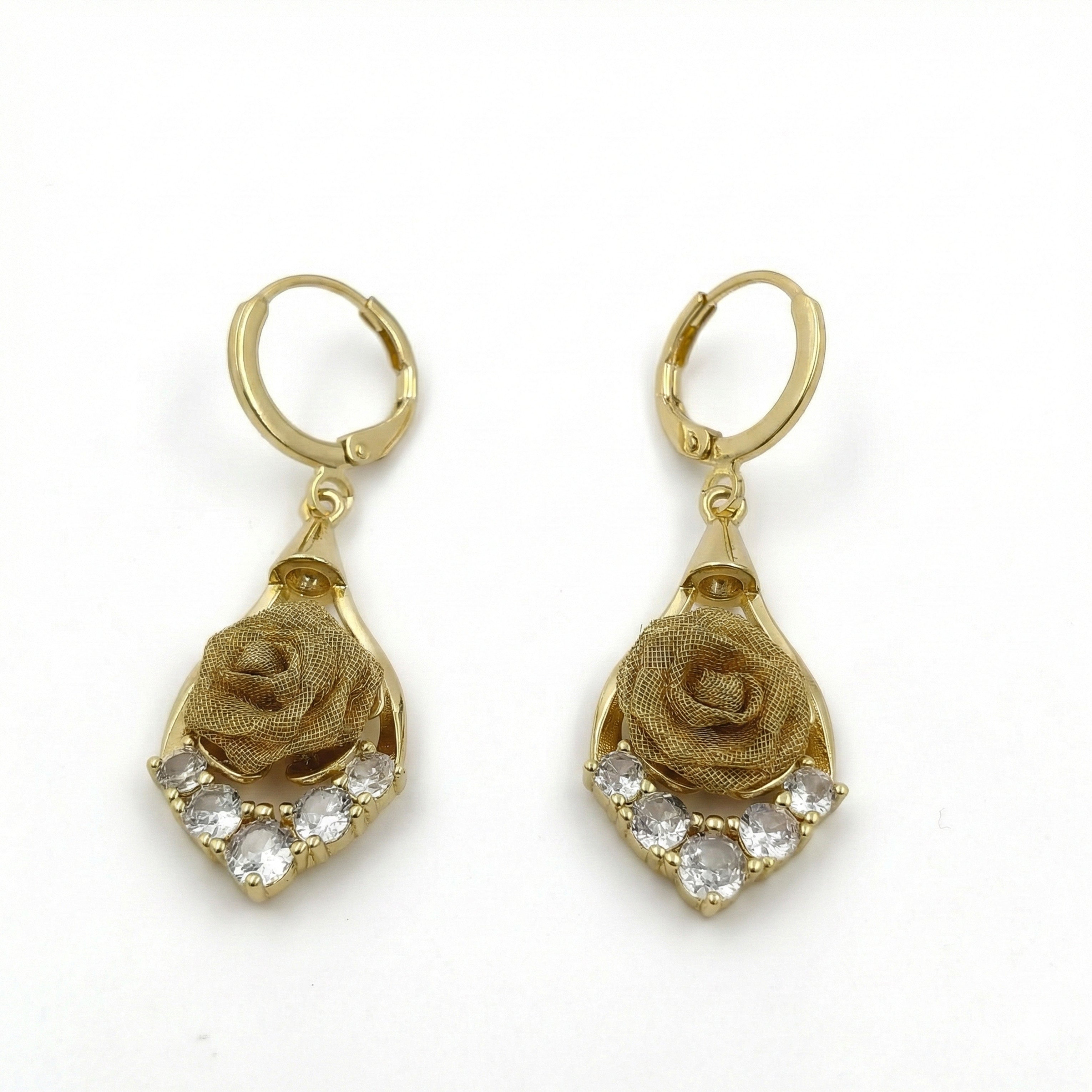Gold Rose Drop Earrings GWE -141