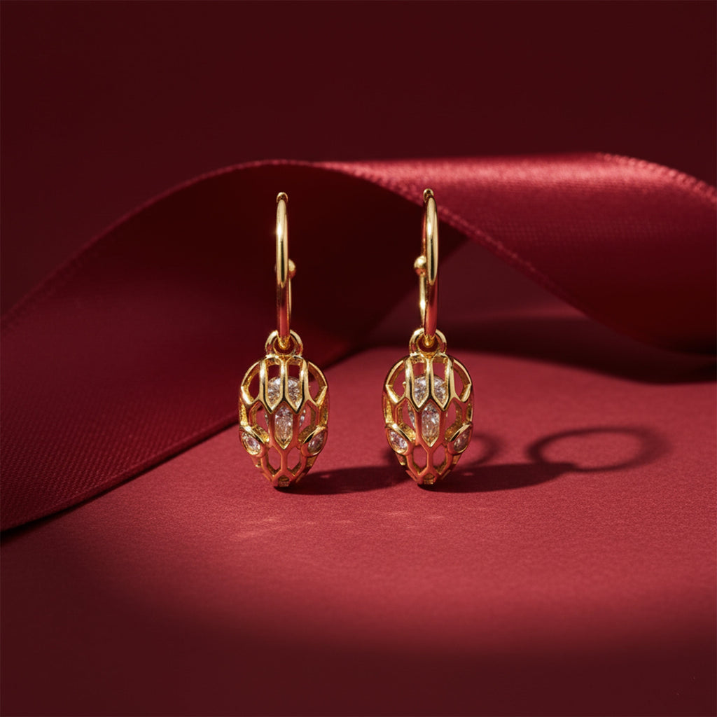 Golden Leaf Crystal Drop Earrings GWE -100