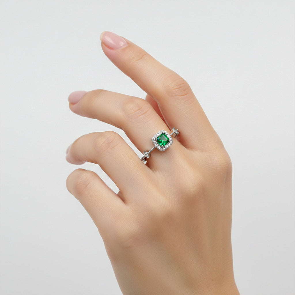 Emerald Glow Halo Ring GWR -74