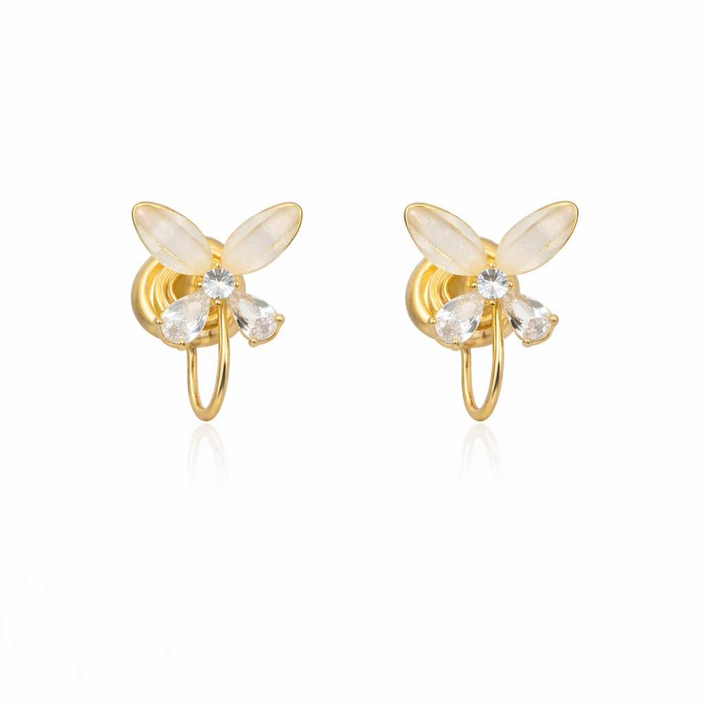 Golden Bloom Hoop Stud Earrings GWE -101