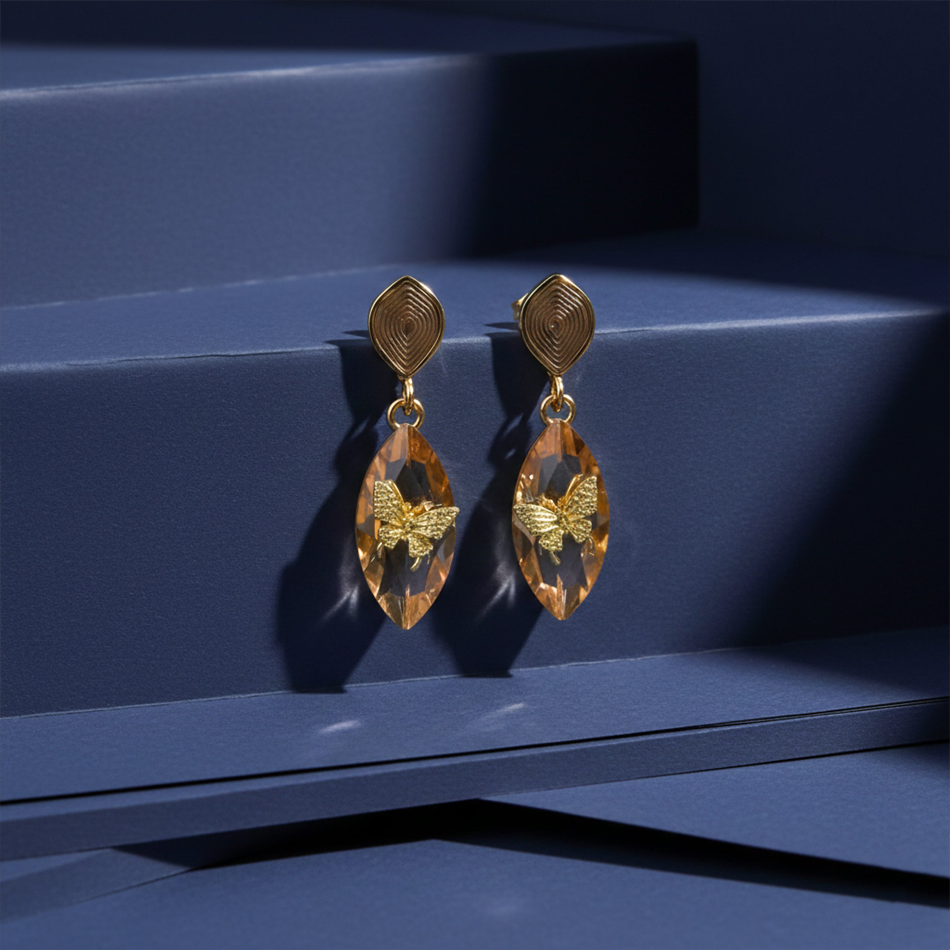 Butterfly Crystal Drop Earrings GWE -217