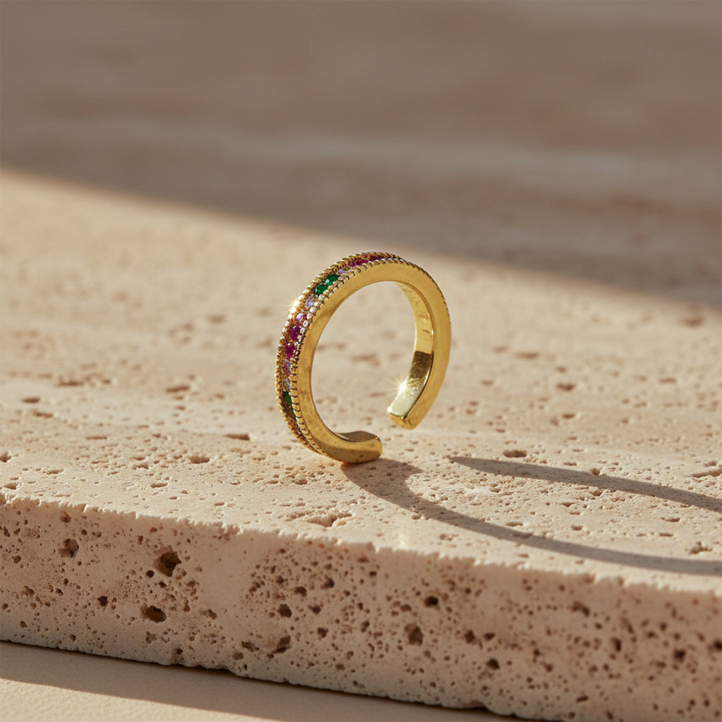 Golden Rainbow Charm Band Ring GWR -53
