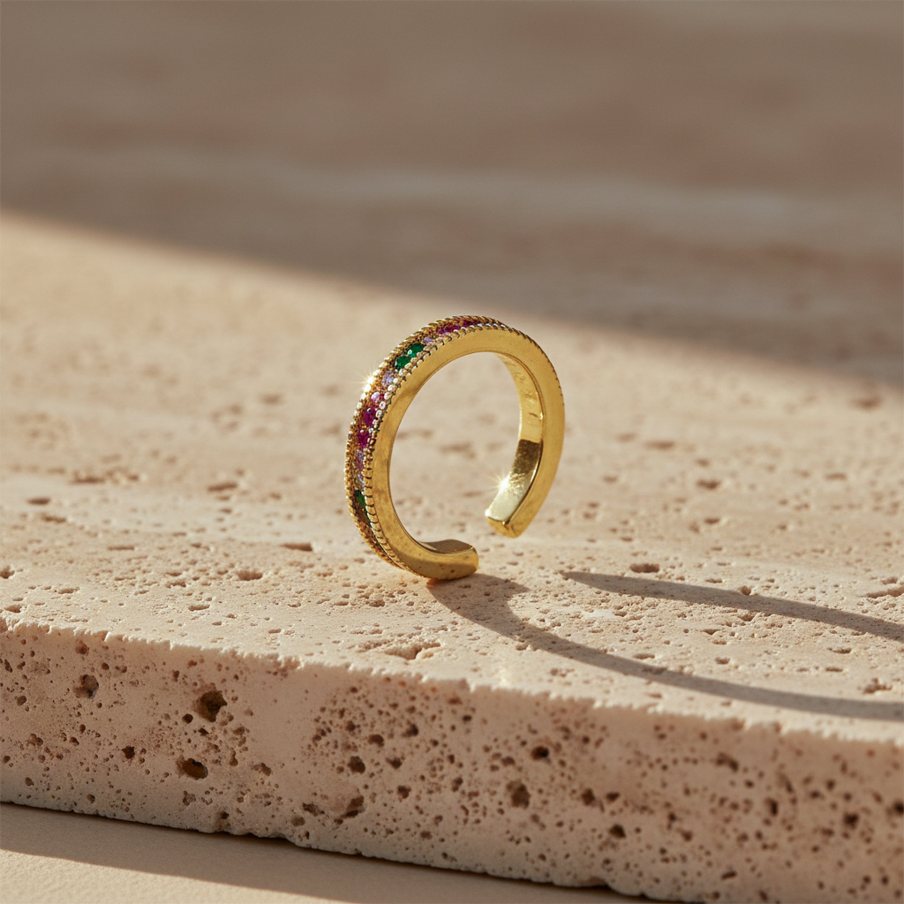 Golden Rainbow Charm Band Ring GWR -53