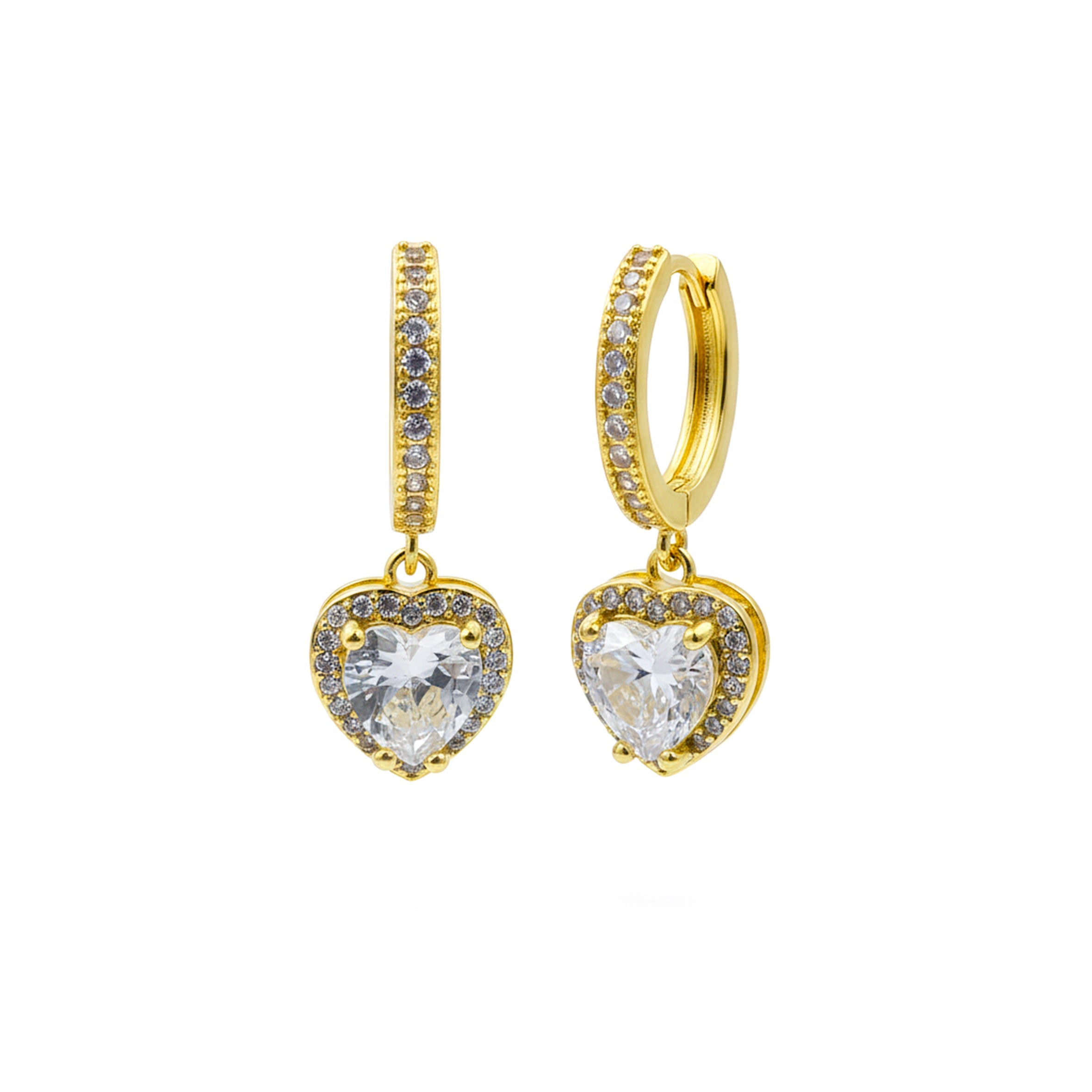 Crystal Heart Drop Hoop Earrings GWE -76