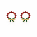 Ruby Wreath Bow Stud Earrings GWE -117