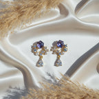 Multi-Stone Floral Gold Drop Earrings GWE -168