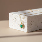 Emerald Heart Halo Pendant Necklace GWN -69