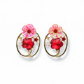 Red Floral Crystal Earrings GWE -227