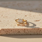 Golden Emerald Cut Twist Ring GWR -29