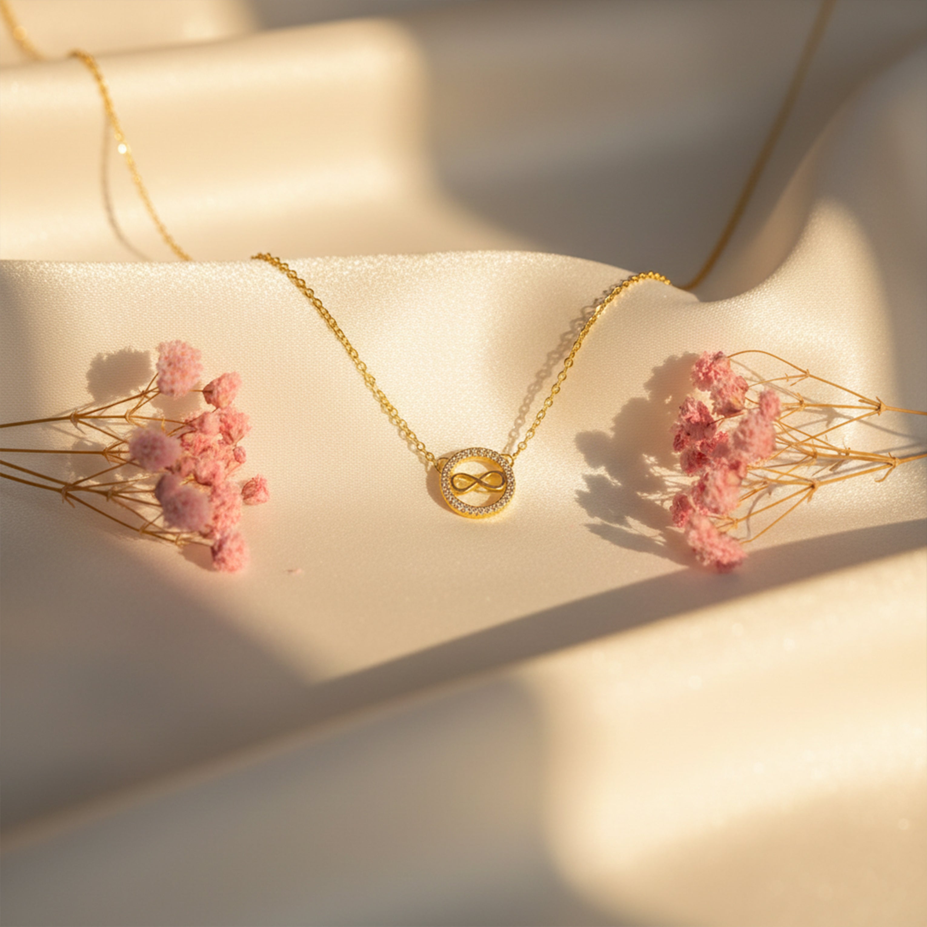 Golden Infinity Halo Charm Necklace GWN -50