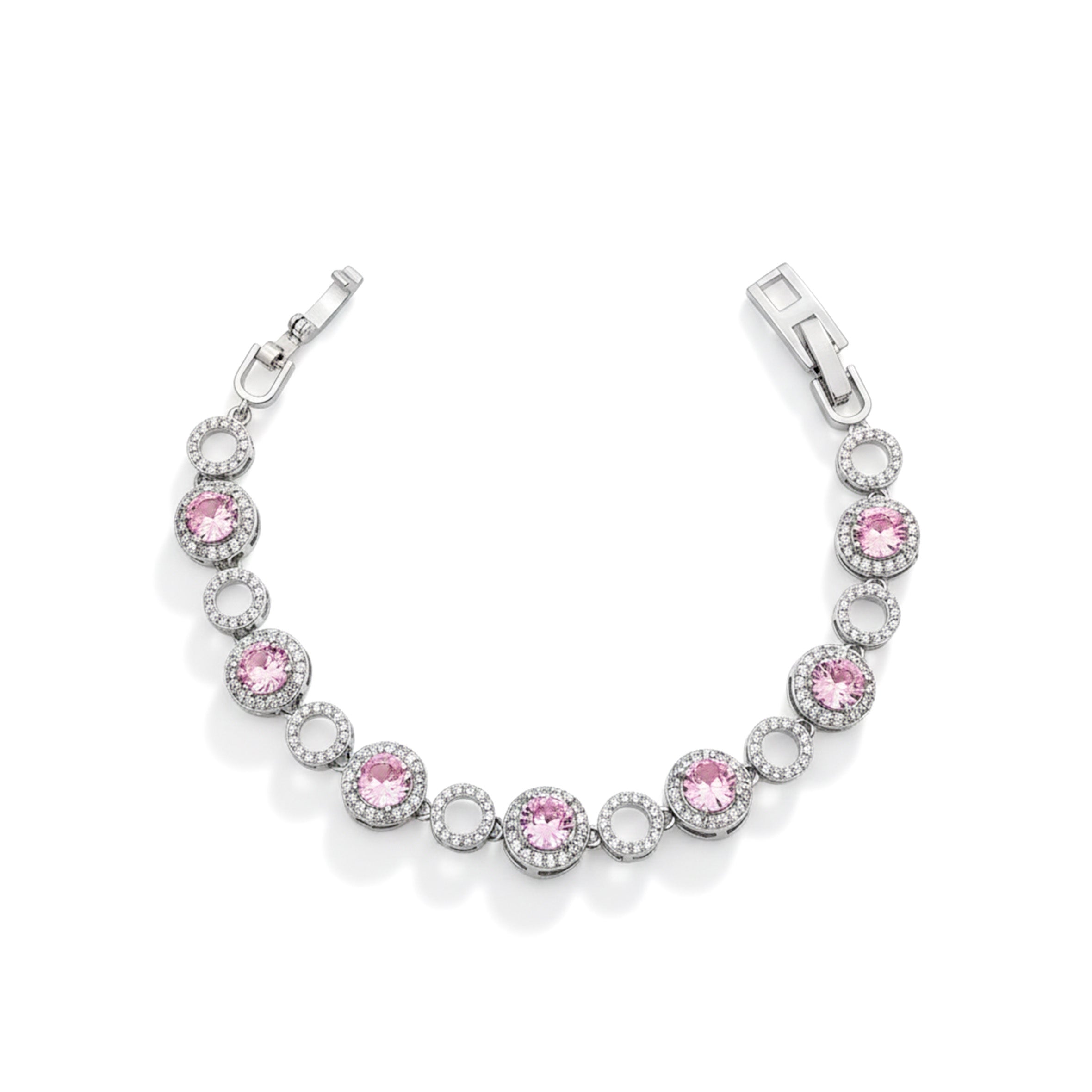Silver Pink Halo Bracelet GWB -141