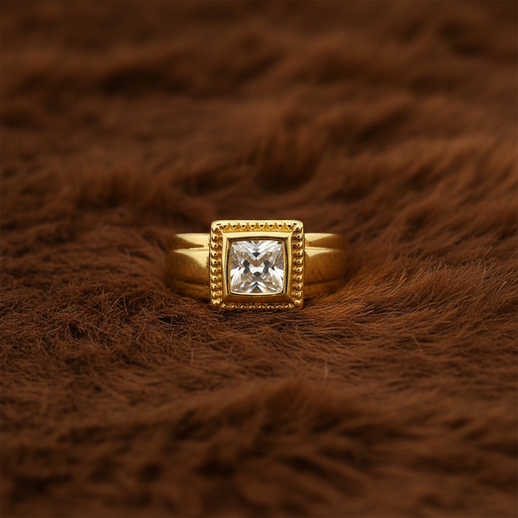 Men’s Gold-Tone Square Stone Ring GMR -24