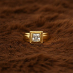 Men’s Gold-Tone Square Stone Ring GMR -24