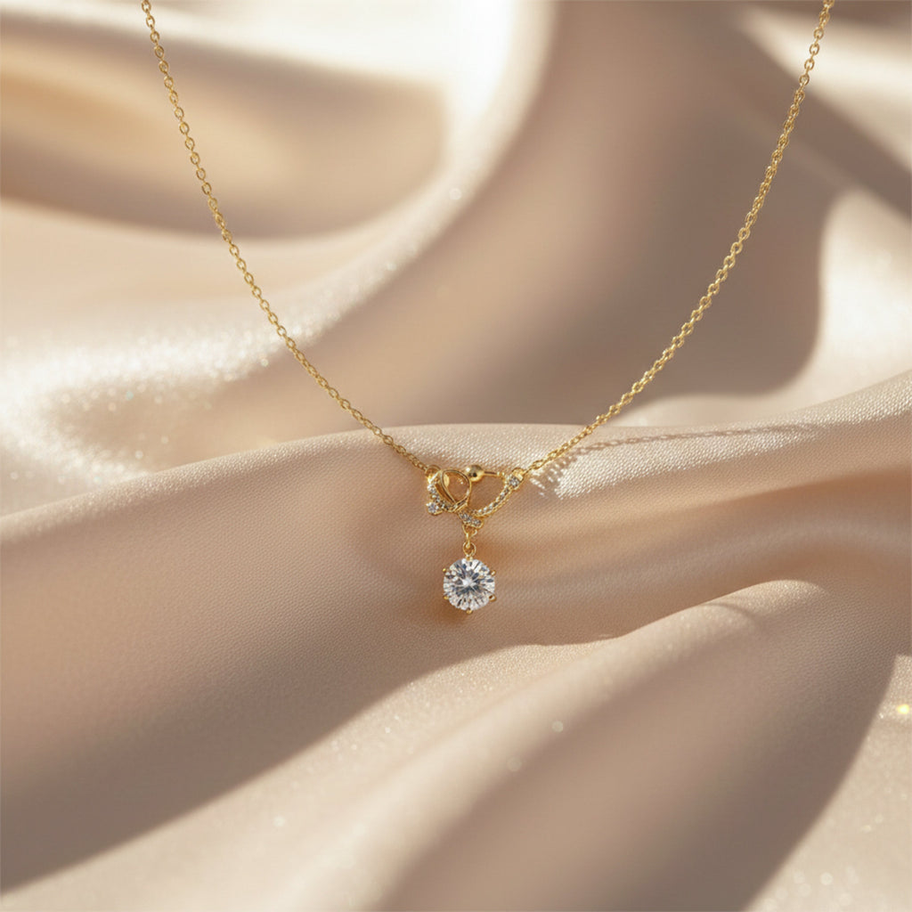 Solitaire Charm Pendant Necklace GWN -129