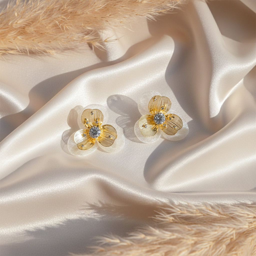 Golden Sheer Blossom Stud Earrings GWE -169