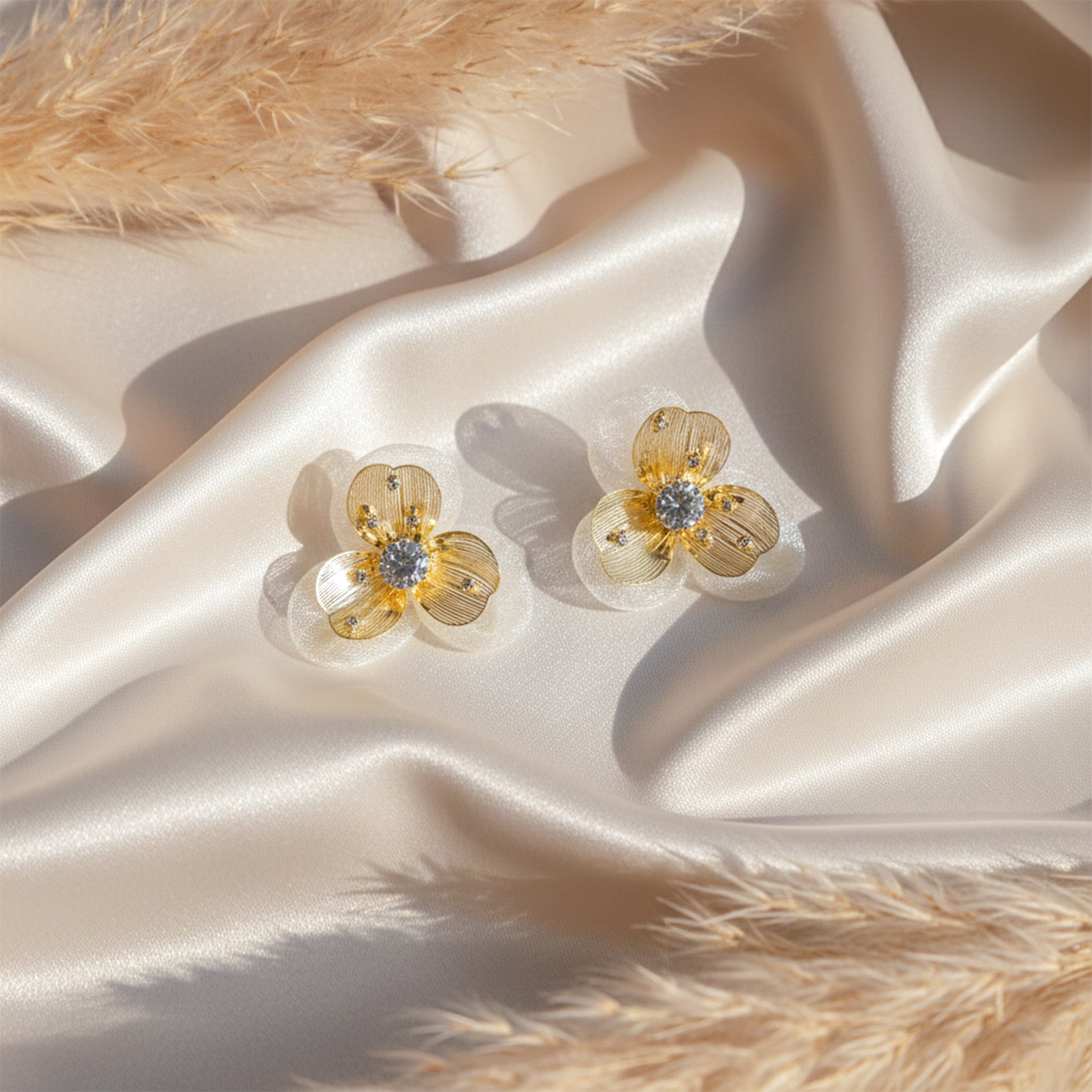 Golden Sheer Blossom Stud Earrings GWE -169