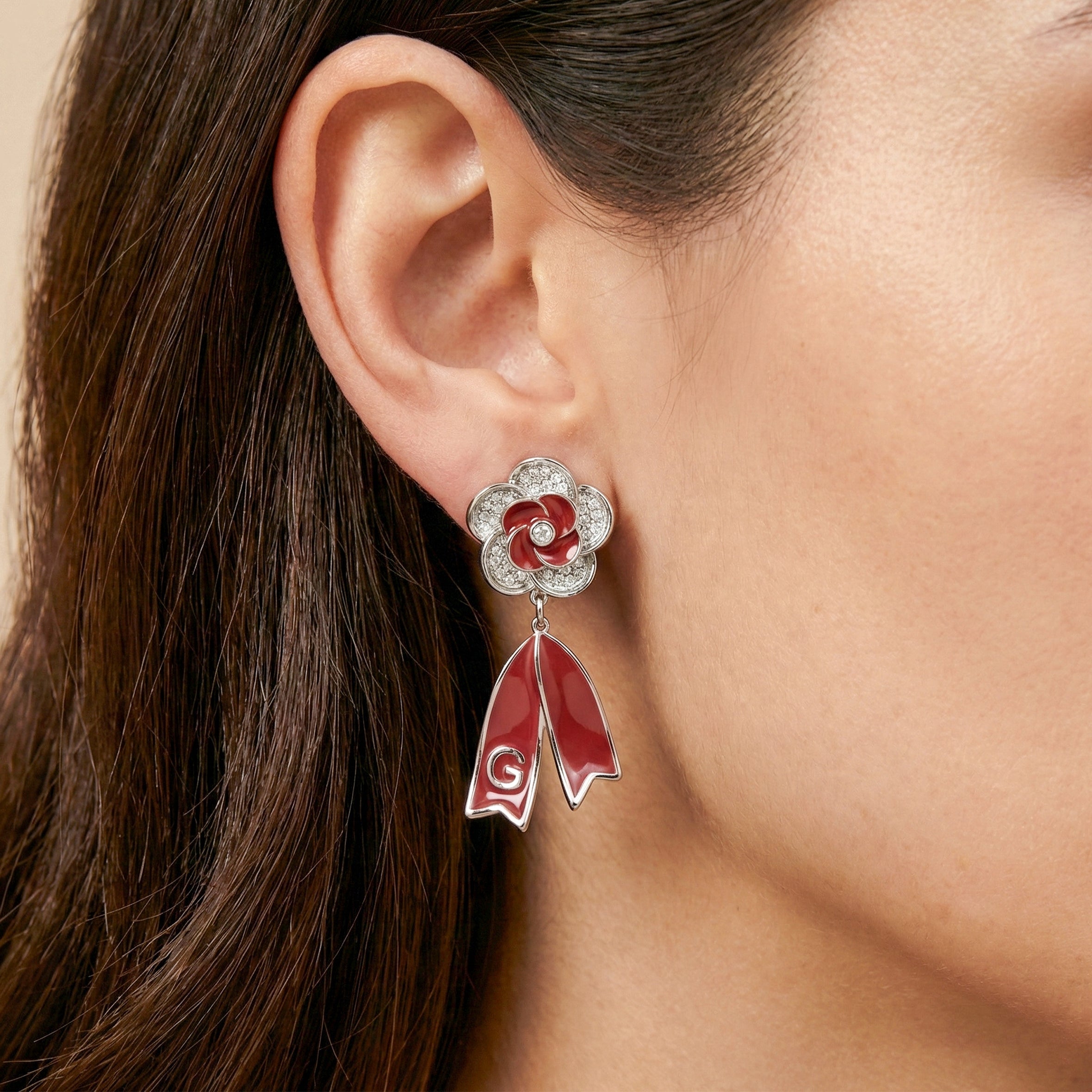 Ruby Bloom Drop Earrings GWE -63