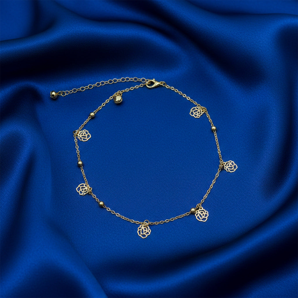 Gold Rose Charm Anklet GWA -55