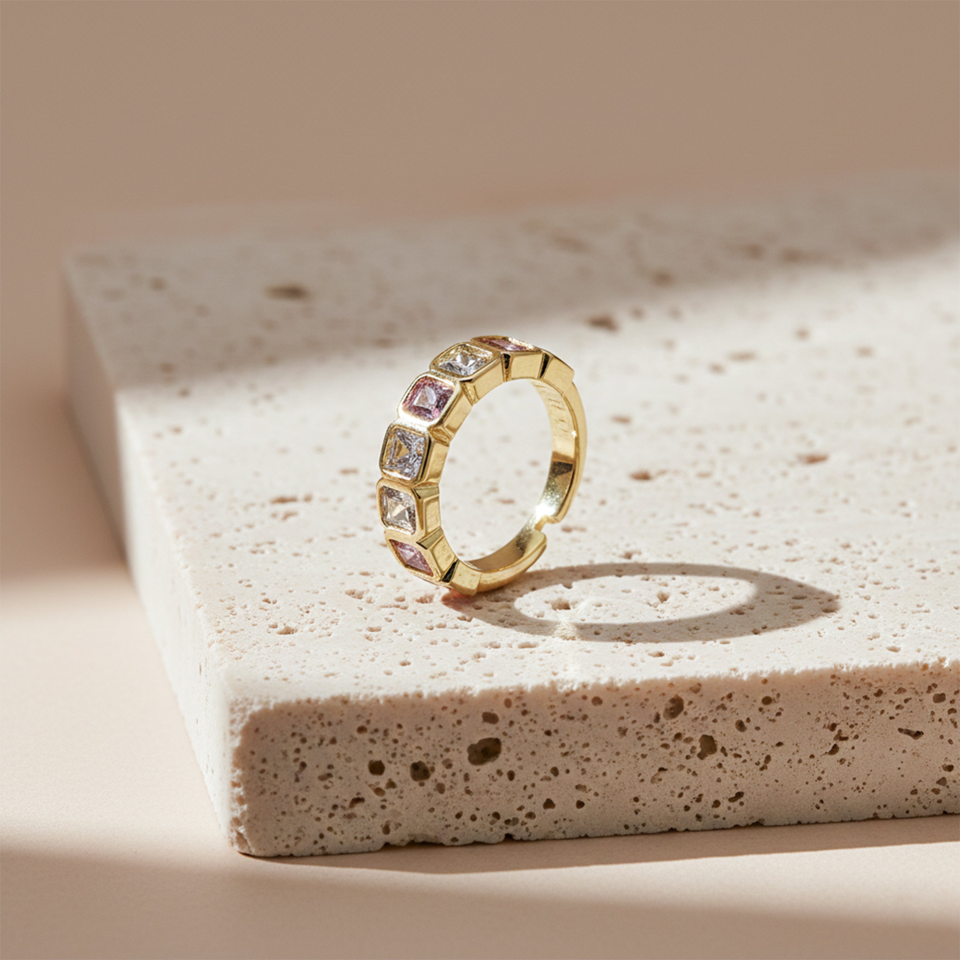 Pastel Square Crystal Open Ring GWR -31