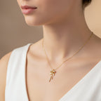 Golden Bow Tassel Pendant Necklace GWN -91