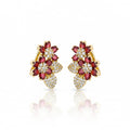 Red Floral Crystal Earrings GWE -131