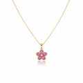 Pink Blossom Crystal Pendant Women Necklace GWN -123