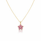 Pink Blossom Crystal Pendant Women Necklace GWN -123