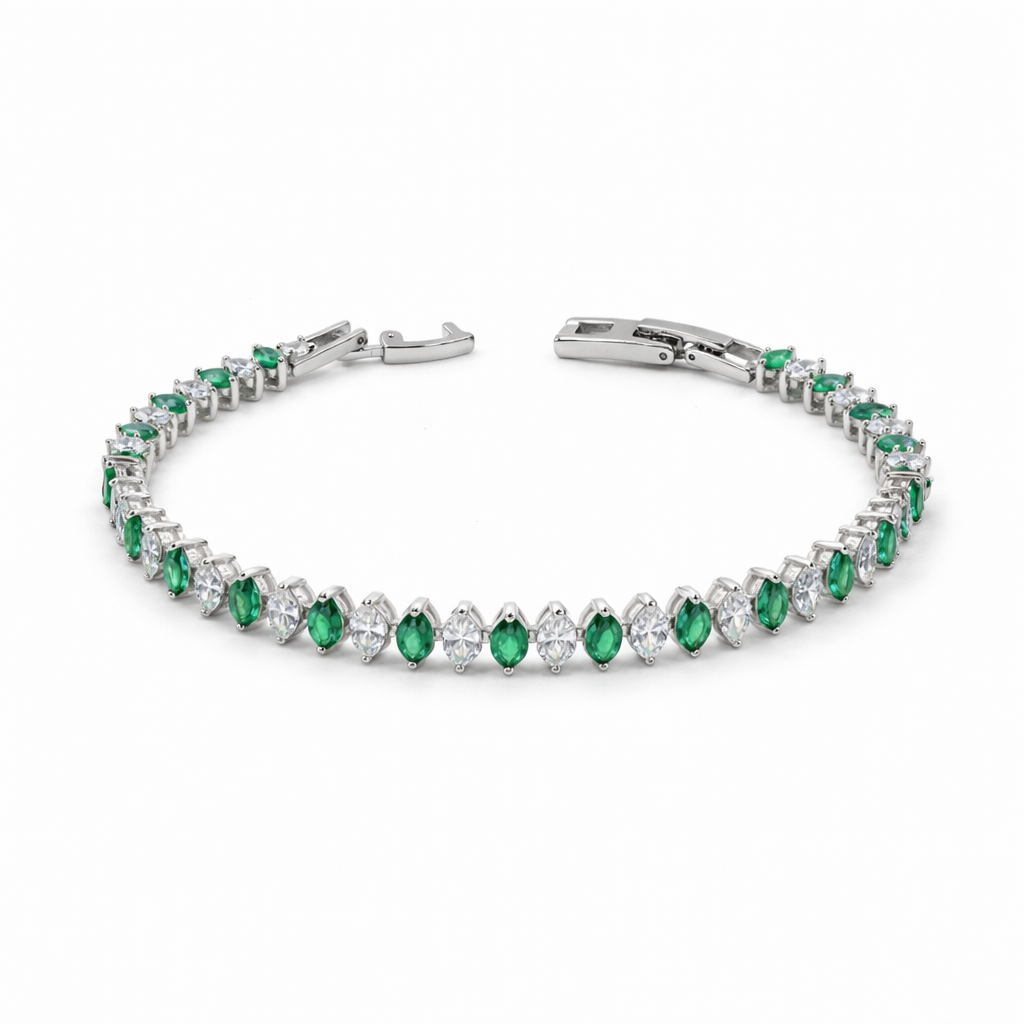 Emerald Alternating Marquise Tennis Bracelet GWB -123