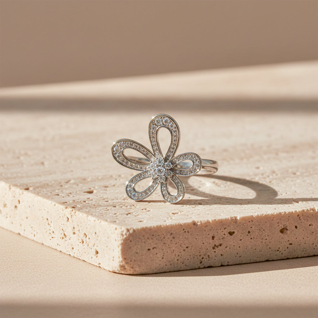 Silver Bloom Sparkle Ring GWR -27