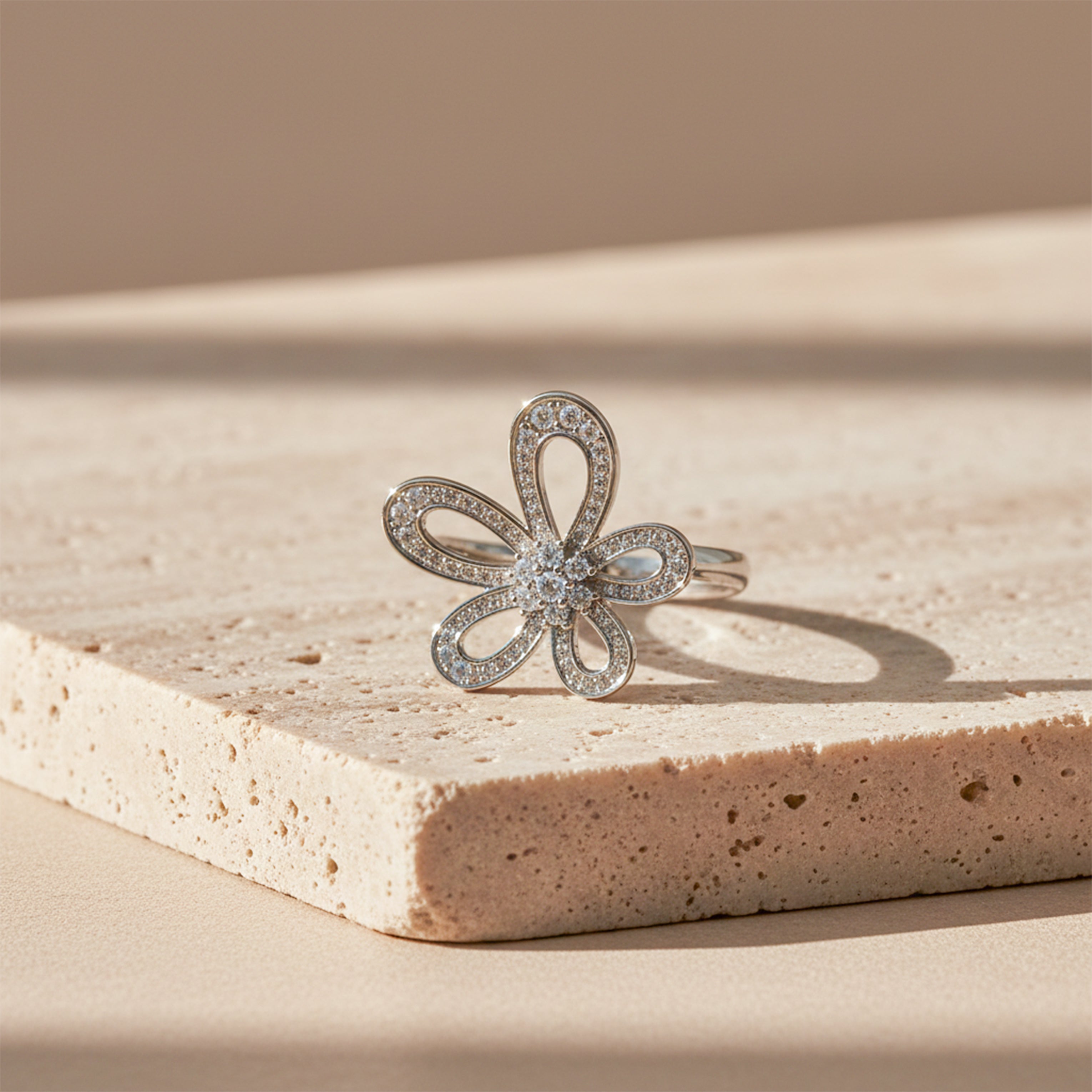 Silver Bloom Sparkle Ring GWR -27