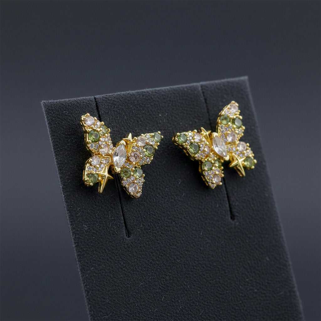 Multicolor Butterfly Crystal Stud Earrings GWE -146