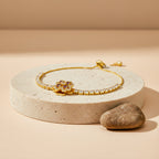 Gold Floral Adjustable Tennis Bracelet GWB -109