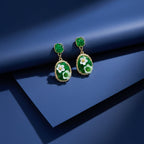 Green Floral Oval Drop Earrings GWE -205