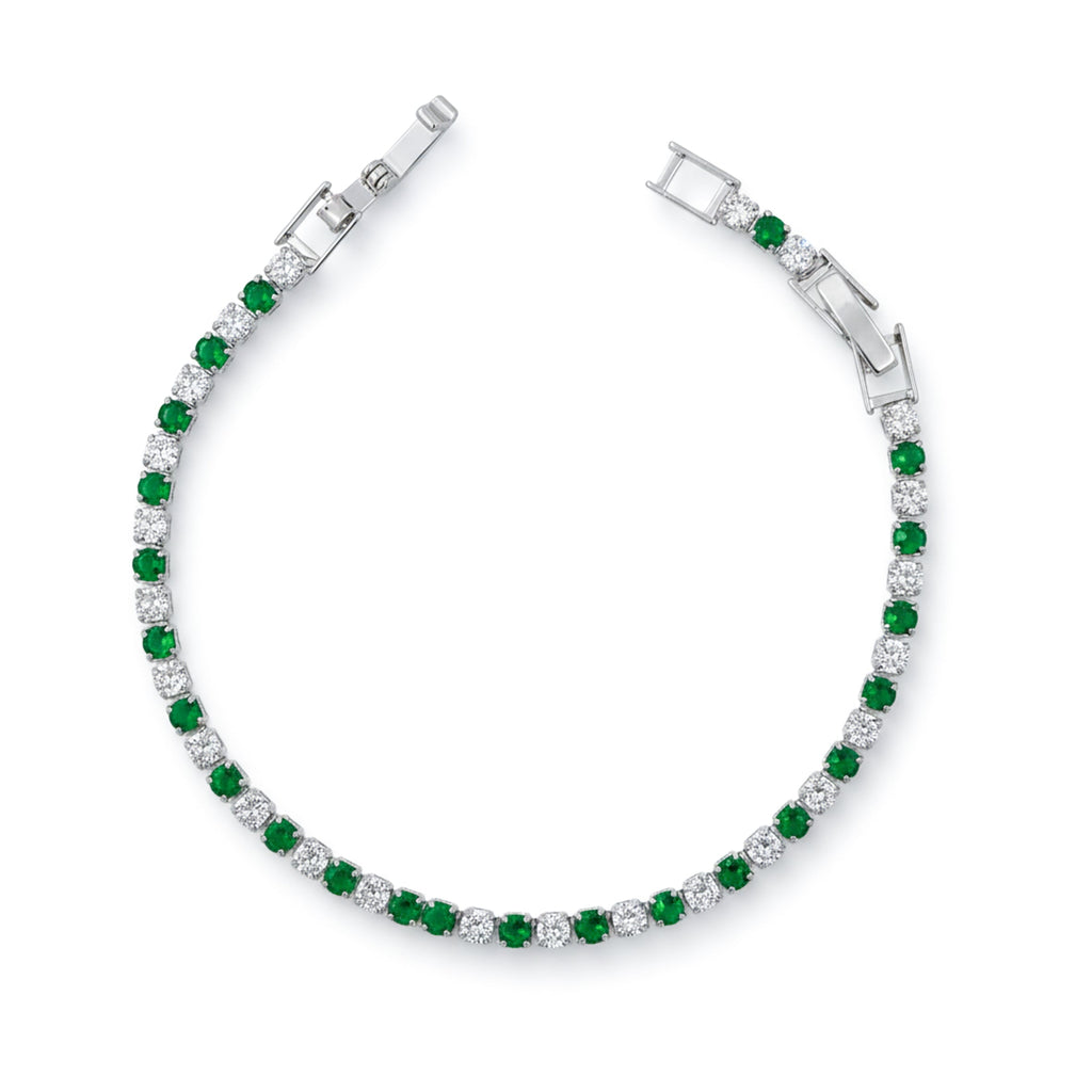 Emerald & Diamond Alternating Tennis Bracelet GWB -61