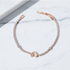 Rose Gold Pearl Drop Tennis Bracelet GWB -97