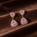 Pink Floral Stone Earrings GWE -248
