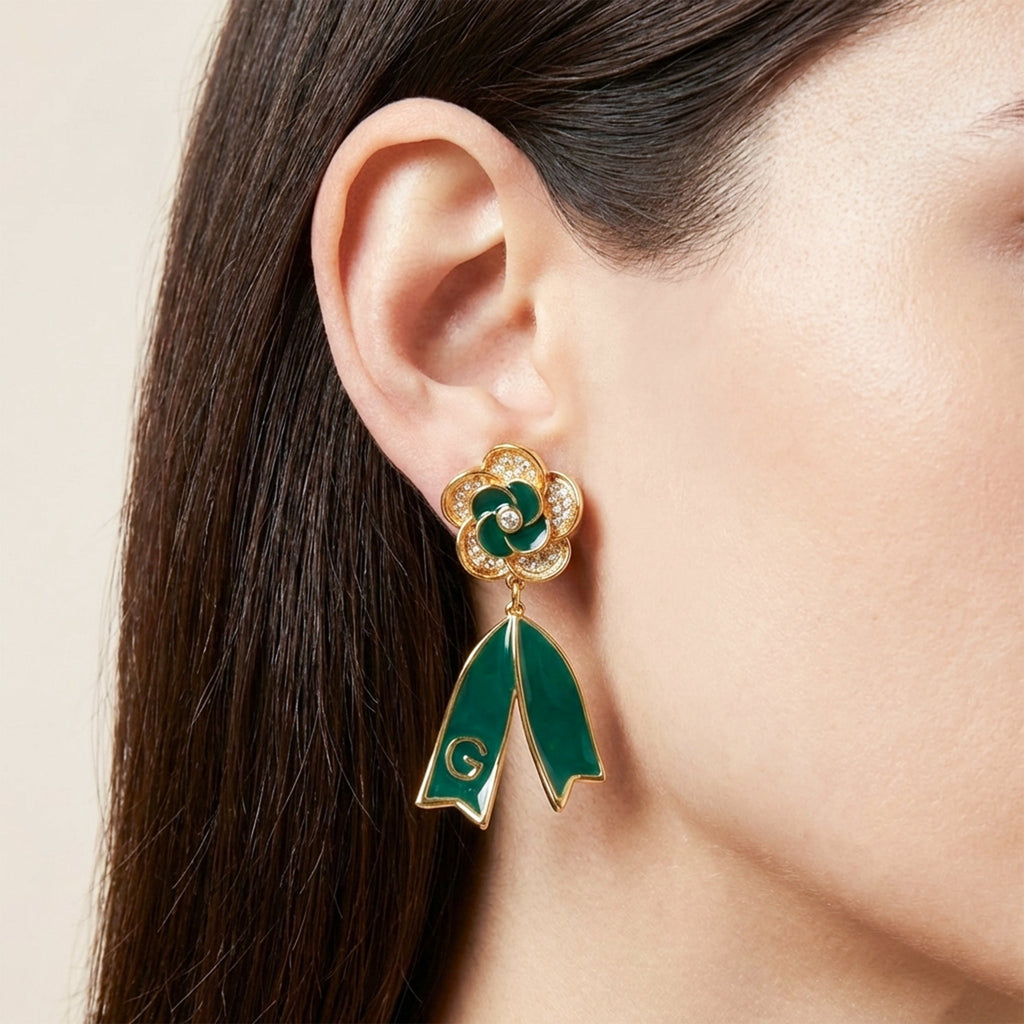Emerald Bloom Drop Earrings GWE -60