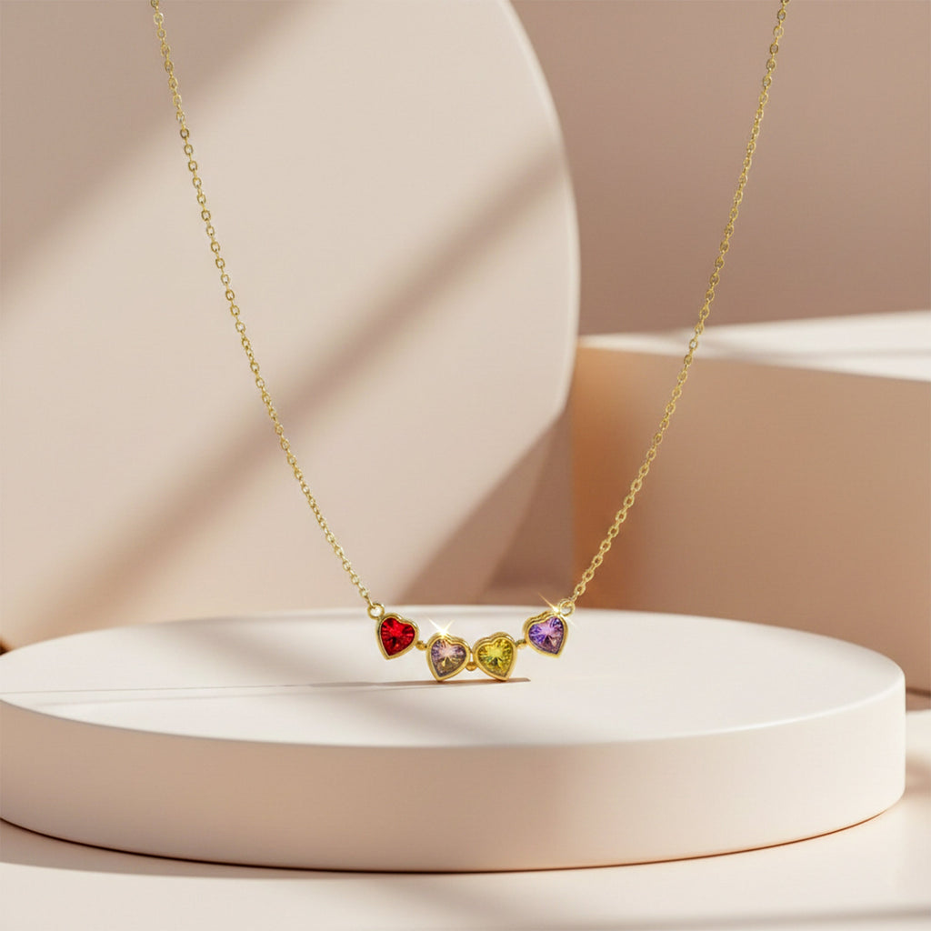 Multicolor Heart Clover Necklace GWN -78
